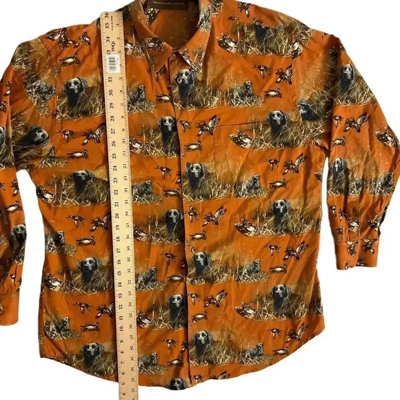 Men's Orange Animal Print Casual Button Down Shirt - Picture 4 of 7